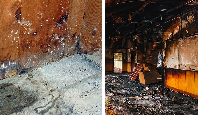 Collage of fire damages